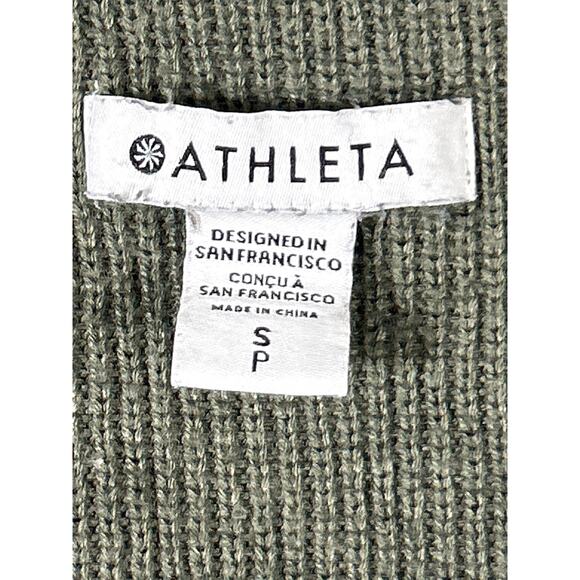 Athleta Sweater Small Olive Green Ribbed V Neck Long - Picture 6 of 9